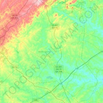 Banks County topographic map, elevation, terrain