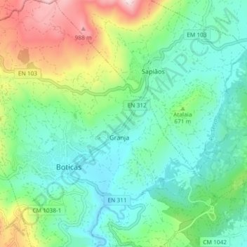 Granja topographic map, elevation, terrain