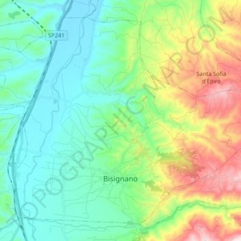 Bisignano topographic map, elevation, terrain