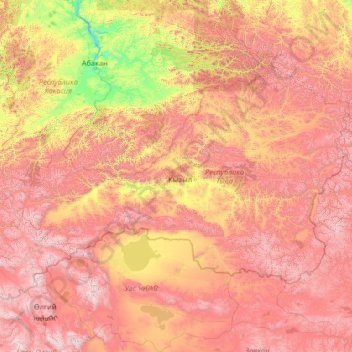 图瓦共和国 topographic map, elevation, terrain
