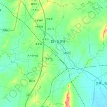 四十里堡镇 topographic map, elevation, terrain