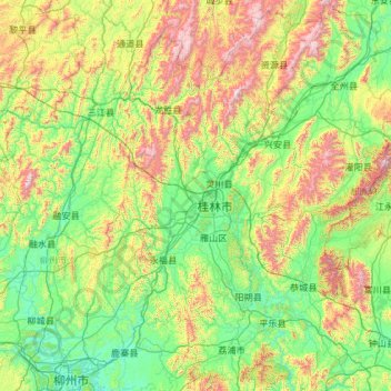 Guilin topographic map, elevation, terrain