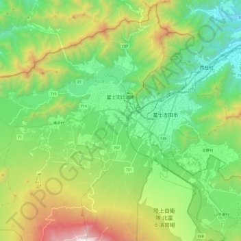 Minamitsuru District topographic map, elevation, terrain