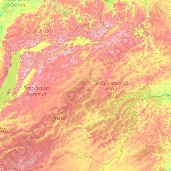 Забайкальский край topographic map, elevation, terrain