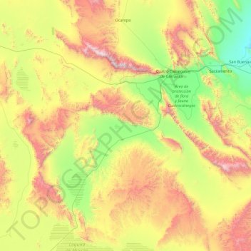 Cuatro Ciénegas topographic map, elevation, terrain