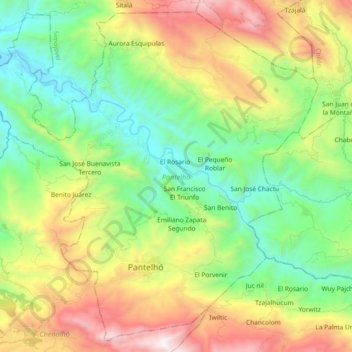 Pantelhó topographic map, elevation, terrain