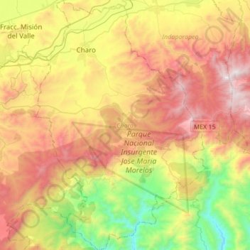 Charo topographic map, elevation, terrain