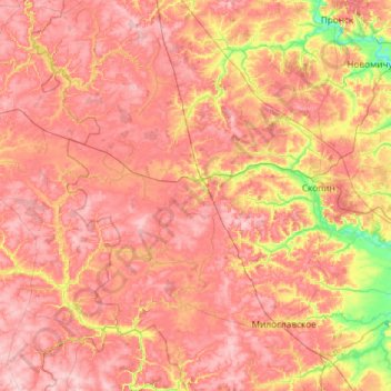 Скопинский район topographic map, elevation, terrain