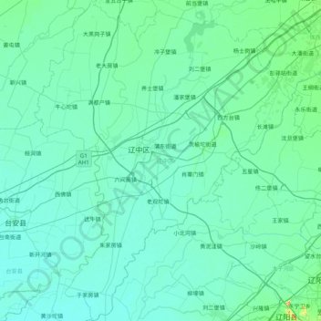 辽中区 topographic map, elevation, terrain