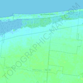 Telchac Puerto topographic map, elevation, terrain