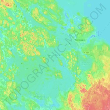 Озеро Вуокса topographic map, elevation, terrain