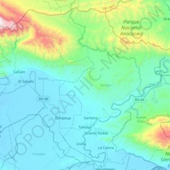 Tamayo topographic map, elevation, terrain