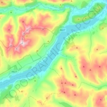 Loch Tay topographic map, elevation, terrain