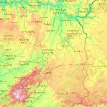 Guarda topographic map, elevation, terrain