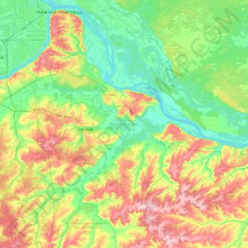 Кстовский муниципальный округ topographic map, elevation, terrain