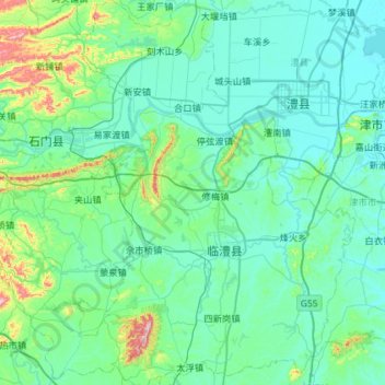 临澧县 topographic map, elevation, terrain