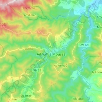 Ait Yahia Moussa topographic map, elevation, terrain