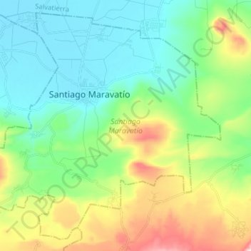 Santiago Maravatío topographic map, elevation, terrain