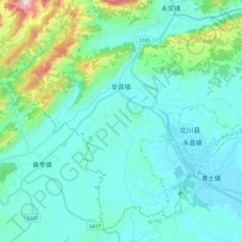 安昌镇 topographic map, elevation, terrain