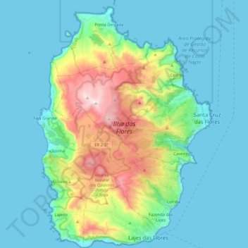 Ilha das Flores topographic map, elevation, terrain