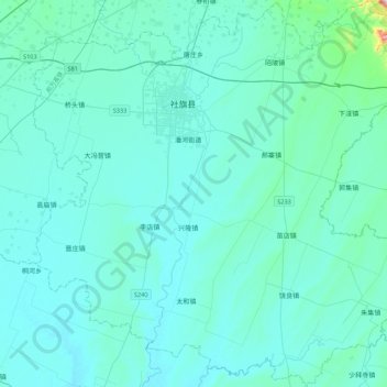 社旗县 topographic map, elevation, terrain