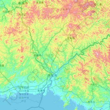 Dandong City topographic map, elevation, terrain