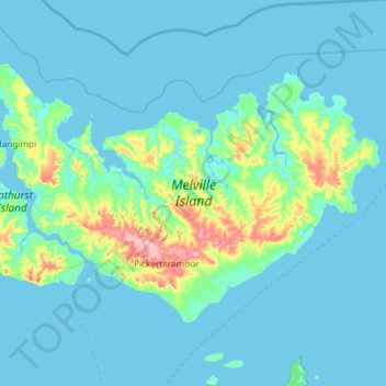 Melville Island topographic map, elevation, terrain