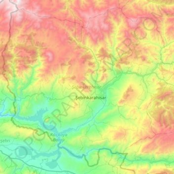 Şebinkarahisar topographic map, elevation, terrain