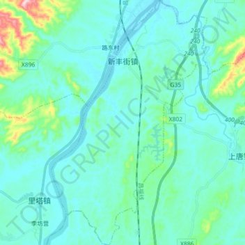 新丰街镇 topographic map, elevation, terrain