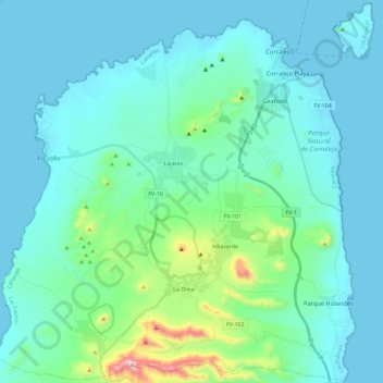 La Oliva topographic map, elevation, terrain