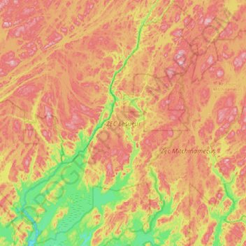 ZEC Lesueur topographic map, elevation, terrain