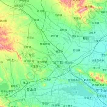 宝丰县 topographic map, elevation, terrain