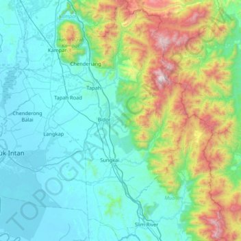 Batang Padang topographic map, elevation, terrain