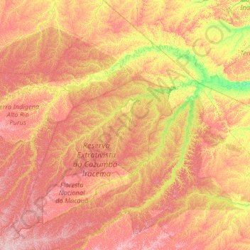 Manoel Urbano topographic map, elevation, terrain