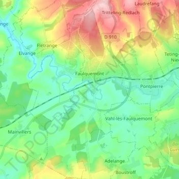 Faulquemont topographic map, elevation, terrain