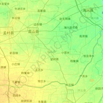盐山县 topographic map, elevation, terrain