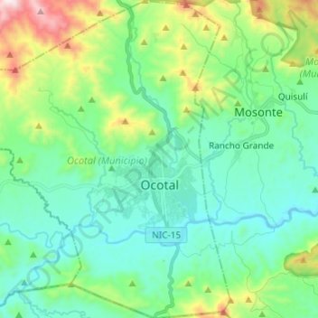 Ocotal (Municipio) topographic map, elevation, terrain
