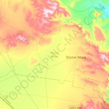 Doctor Mora topographic map, elevation, terrain