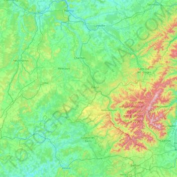 Vogezen topographic map, elevation, terrain