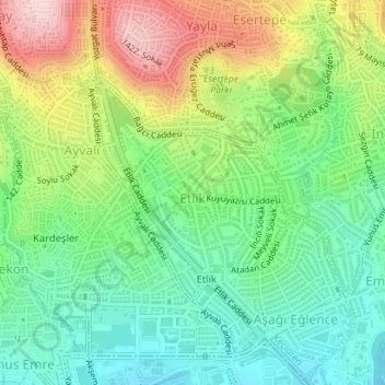 Etlik Mahallesi topographic map, elevation, terrain