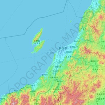 Chubu Region topographic map, elevation, terrain