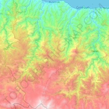 Bulancak topographic map, elevation, terrain