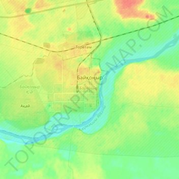 Baikonur topographic map, elevation, terrain