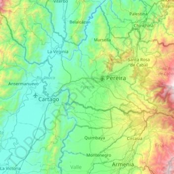 Pereira topographic map, elevation, terrain