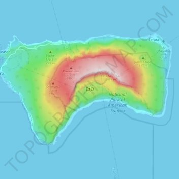 Tau Island topographic map, elevation, terrain