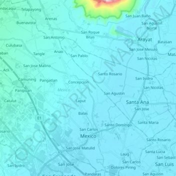 Mexico topographic map, elevation, terrain