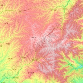 Huanglong County topographic map, elevation, terrain