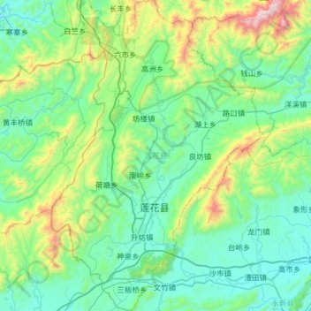 莲花县 topographic map, elevation, terrain
