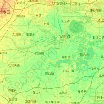 安新县 topographic map, elevation, terrain