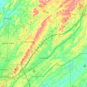 Trussville topographic map, elevation, terrain